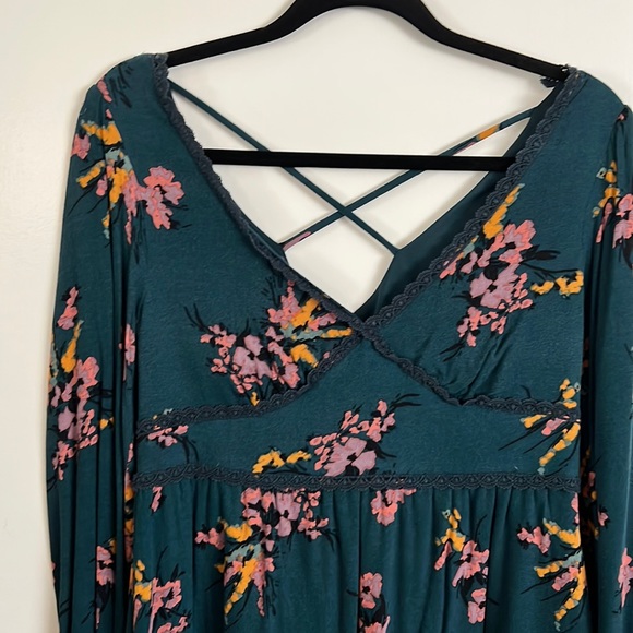 Green Floral Mini Dress - Picture 1 of 5